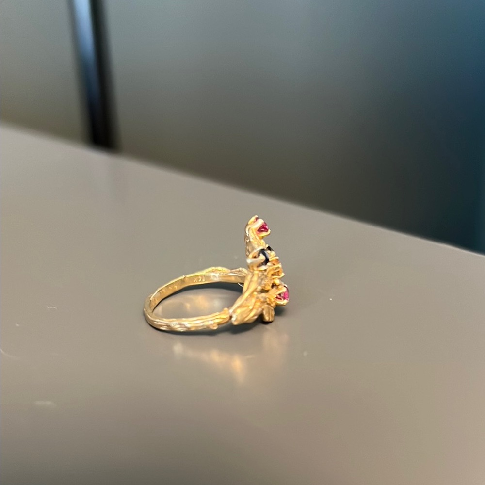 Vintage Gold and Multicolor Gemstone Ring (14K solid gold) - Picture 7 of 7